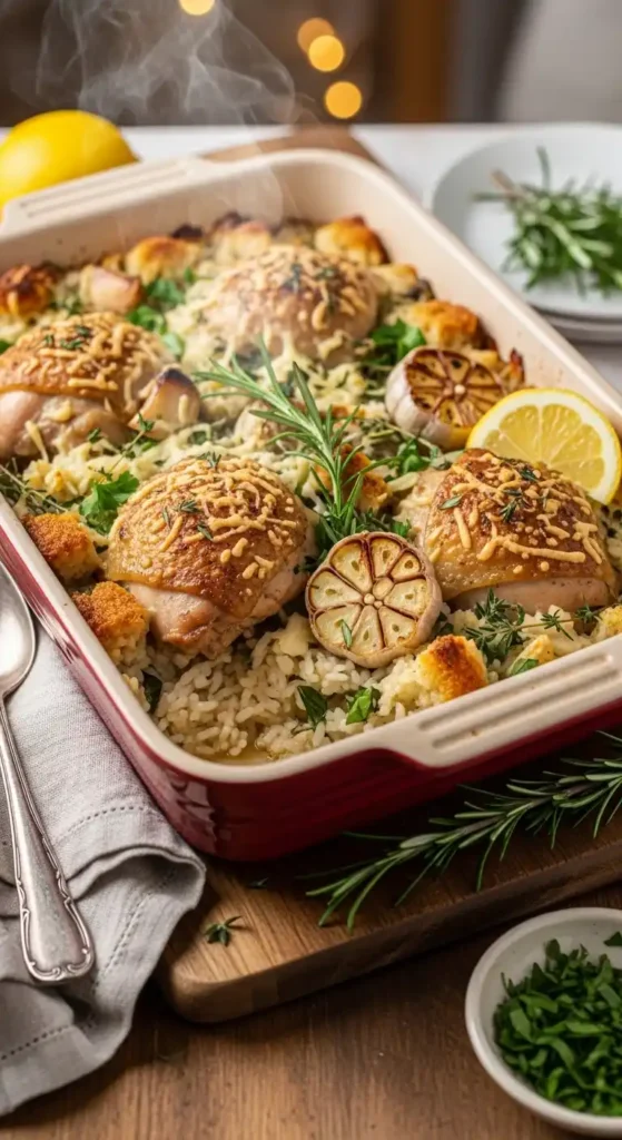 garlic-herb-baked-chicken-and-rice-casserole