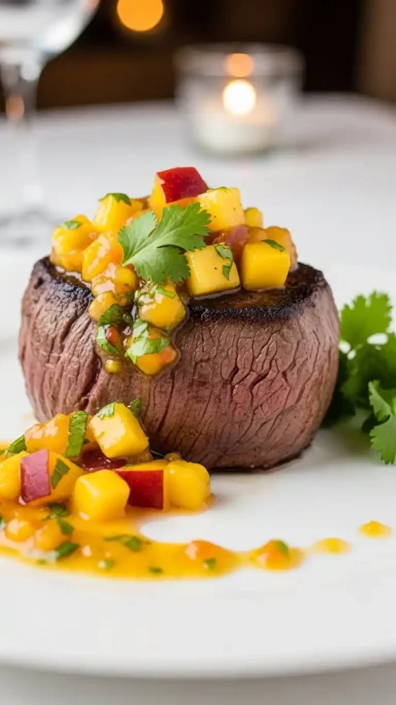 filet-mignon-with-peach-mango-cilantro-sauce