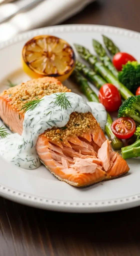 baked-salmon-with-dill-yogurt-sauce