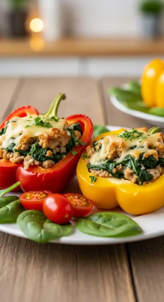 turkey-and-spinach-stuffed-peppers